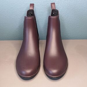 Sam Edelman Tinsley Maroon Rubber Waterproof Women's Chelsea Rain Boots Size 7